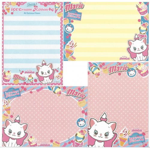 Kit 4 NOTAS Marie Ice Cream Ribbon Cherry Disney Sun-Star