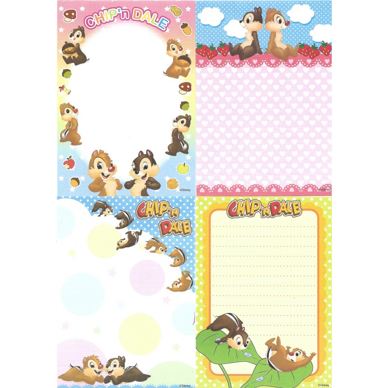 Kit 6 NOTAS Importadas Chip'n Dale Disney Japan