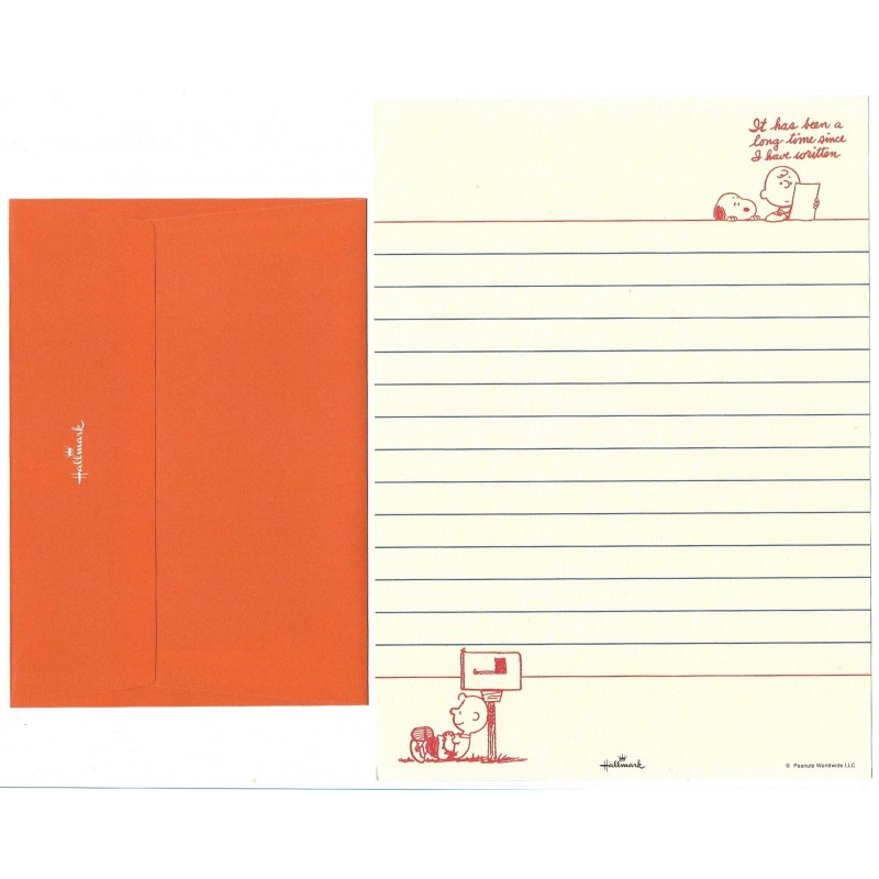 Conjunto de Papel de Carta Snoopy Orange Hallmark Japan