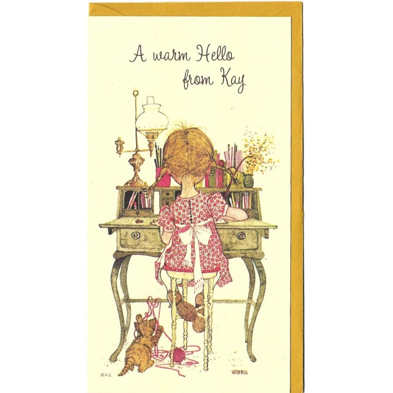 Notecard Antigo Holly Hobbie A Warm Hello from Kay - American Greetings