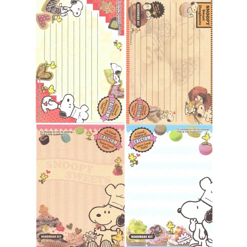 Kit 4 Notas Snoopy Sweets Penauts Japan