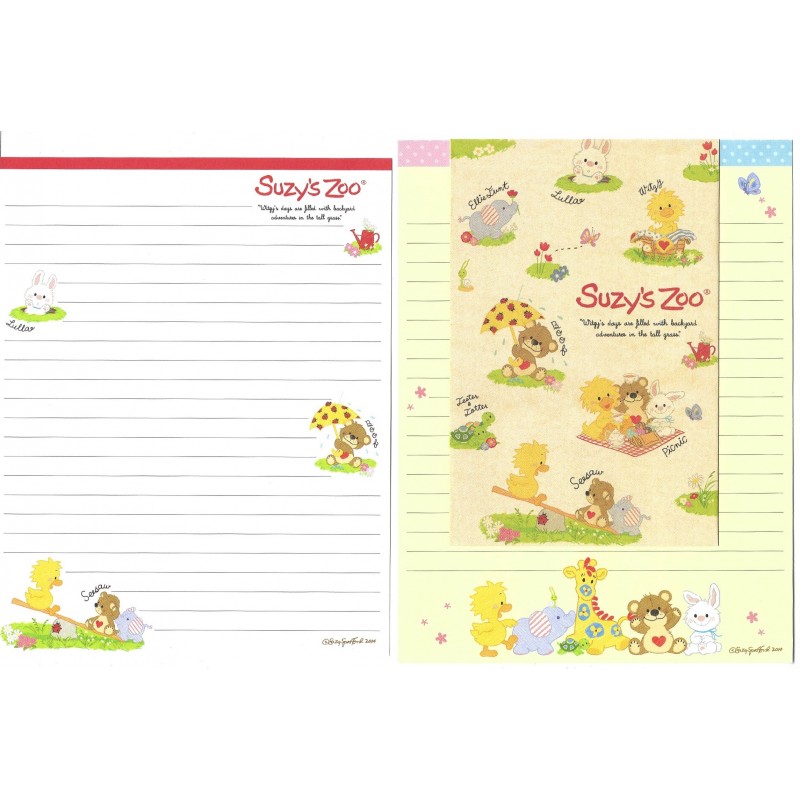 Ano 2014. Kit 2 Conjuntos Papel de Carta Suzy's Zoo