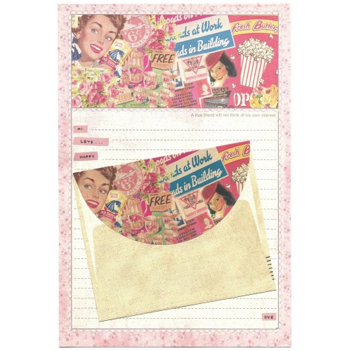 Conjunto de Papel de Carta Importado Vintage Label (CRS)