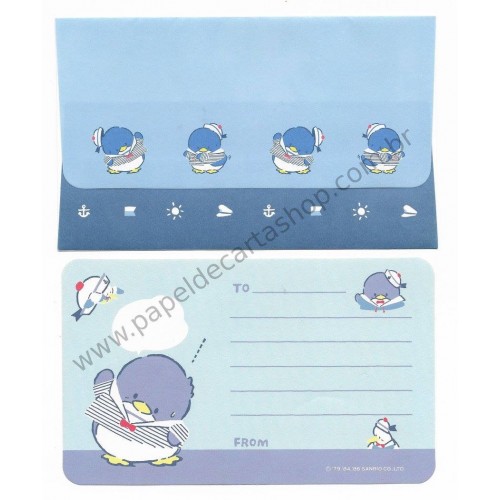 Ano 1986. Conjunto de Papel de Carta Tuxedosam Marine Vintage Sanrio