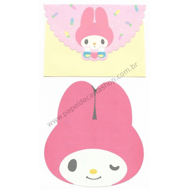 Ano 1976. Conjunto de Papel de Carta My Melody Die Cut 2 Vintage Sanrio