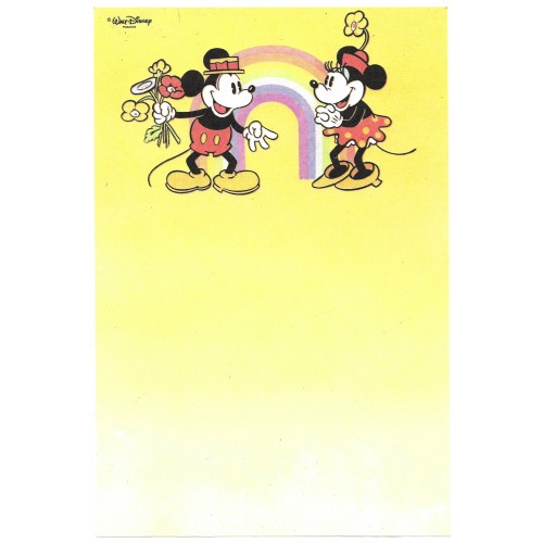 Papel de Carta Avulso Antigo Mickey & Minnie Arco-Iris