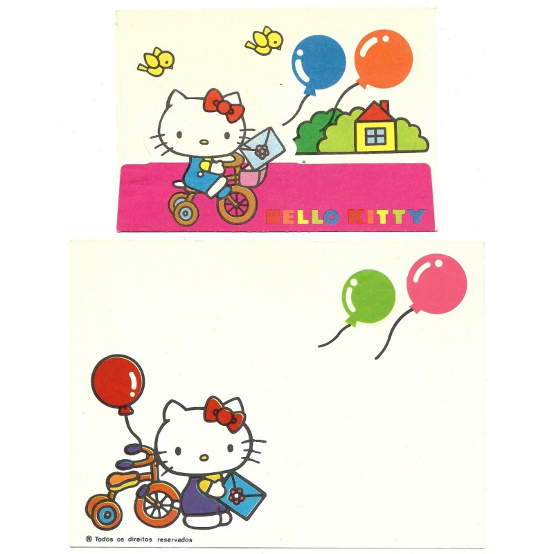 Conjunto de Papel de Carta Antigo Hello Kitty & Bike Médio