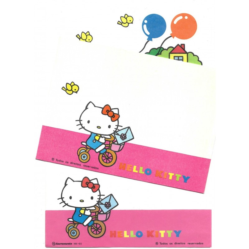 Conjunto de Papel de Carta Antigo Hello Kitty & Bike CRS Grande