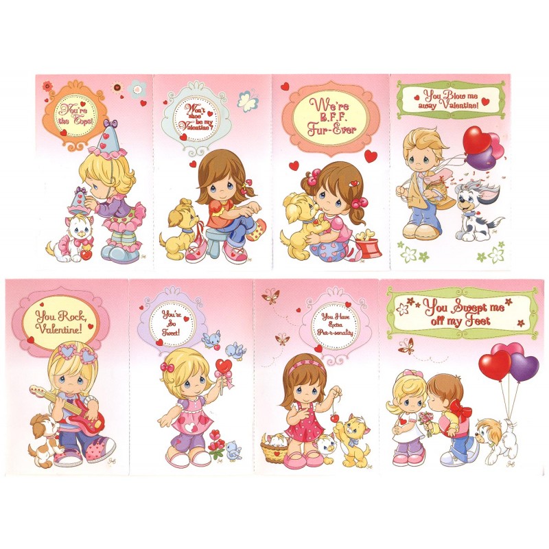 Kit 8 Mini-Cartões de Mensagem Valentines Antigo Importado Precious Moments
