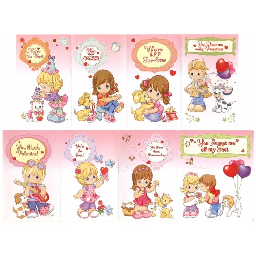 Kit 8 Mini-Cartões de Mensagem Valentines Antigo Importado Precious Moments