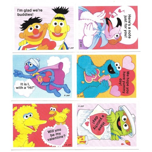 Kit 6 Mini-Cartões de Mensagem Valentines Importado Sesame Street
