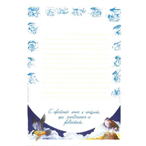 Papel de Carta ANTIGO Altair Gelatti Borda Cogumelos 01