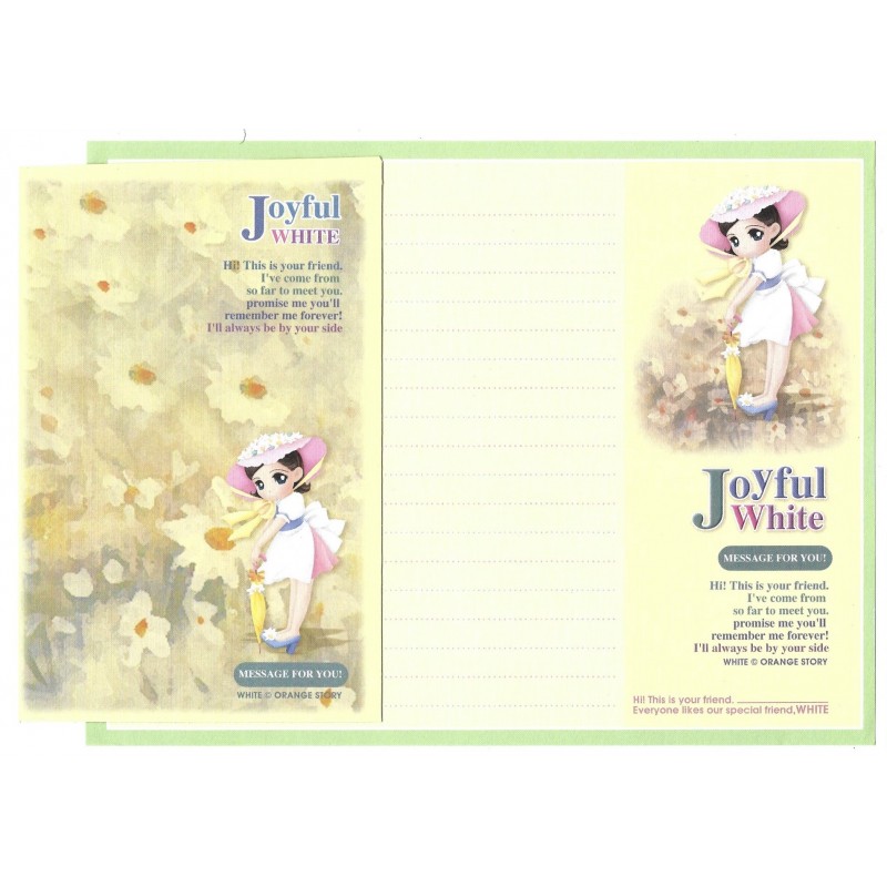 Conjunto de Papel de Carta Importado Joyful White Orange Story