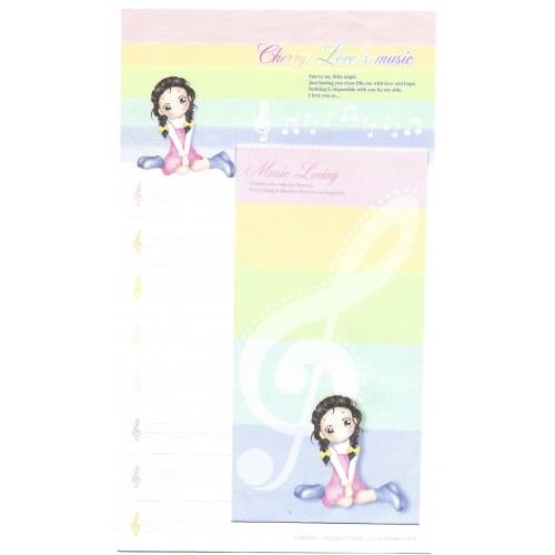 Conjunto de Papel de Carta Importado Music Loving2 Cherry Orange Story