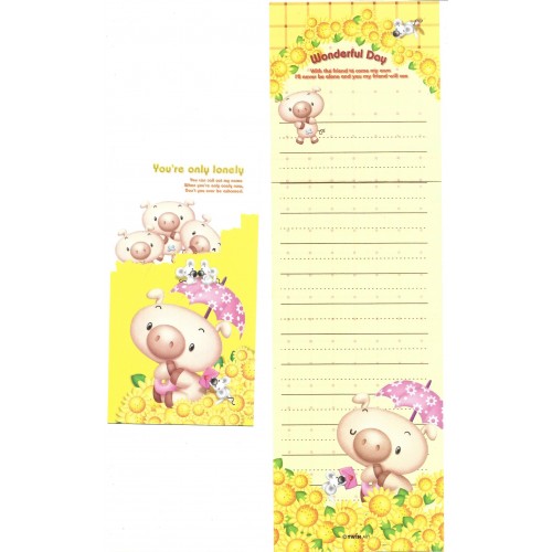 Conjunto de Papel de Carta Importado Pig Wonderful Day Twín Art