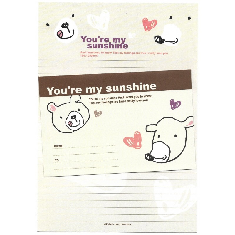 Conjunto de Papel de Carta Importado You're My Sunshine Polaris