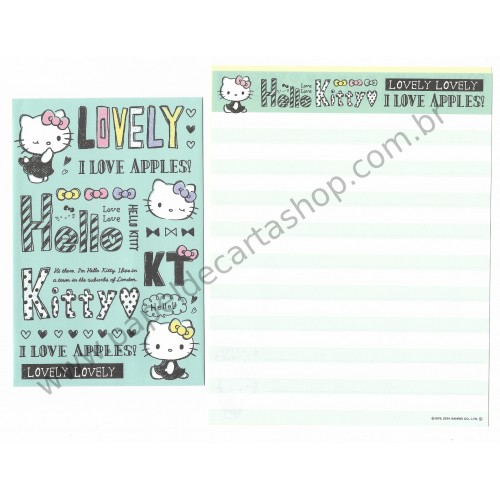 Ano 2014. Kit 2 Conjuntos de Papel de Carta Hello Kitty Lovely Sanrio