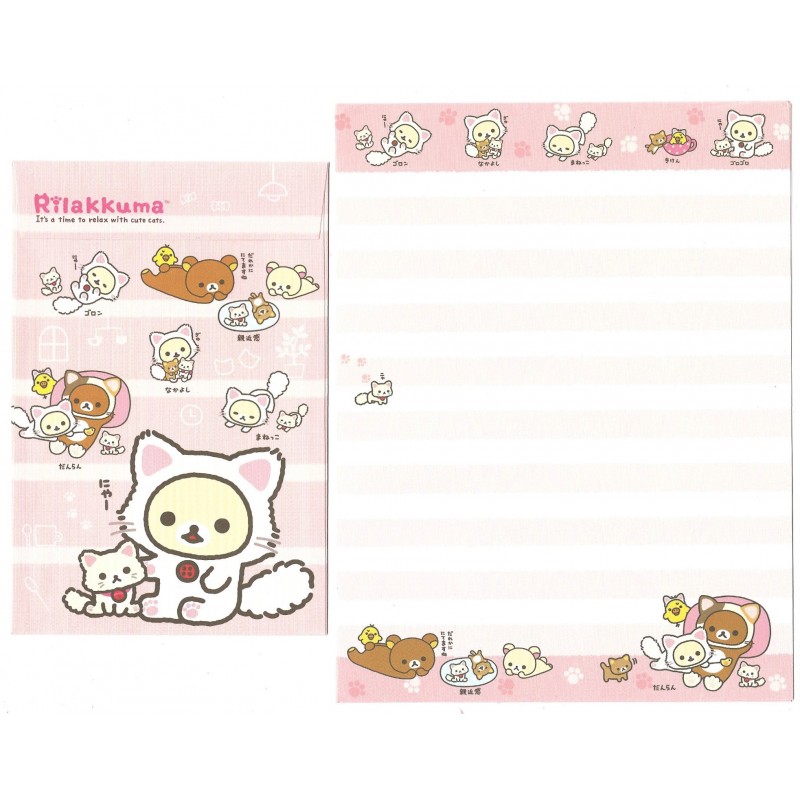 Kit 4 Conjuntos de Papel de Carta Rilakkuma & Cute Cats - San-X