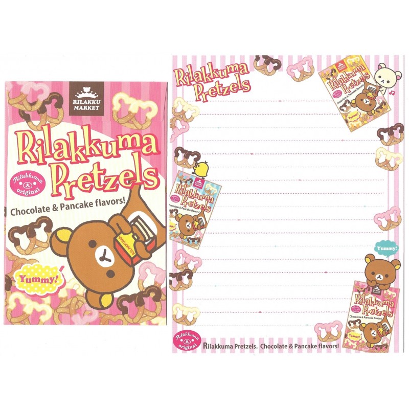 Kit 4 Conjuntos de Papel de Carta Rilakkuma Pretzels - San-X