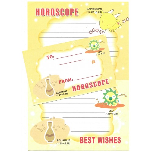 Conjunto de Papel de Carta Importado Horoscope Best Wishes