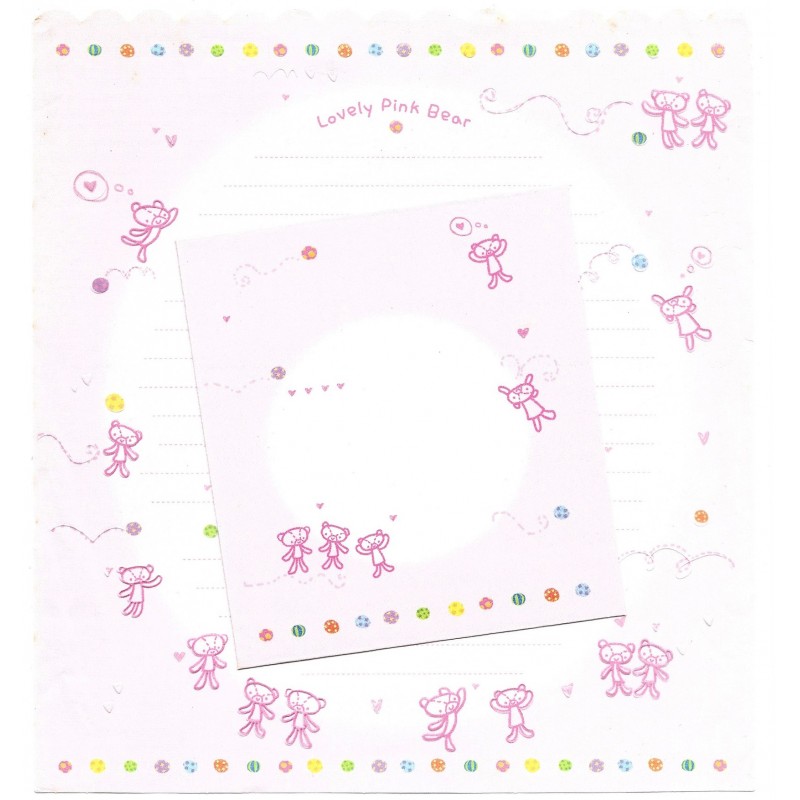 Conjunto de Papel de Carta Importado Lovely Pink Bear