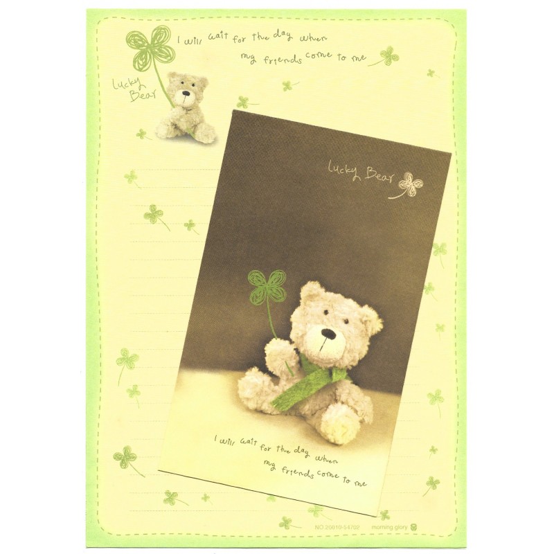 Conjunto de Papel de Carta Importado Lucky Bear CMR - Morning Glory