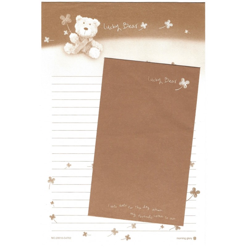 Conjunto de Papel de Carta Importado Lucky Bear CMA - Morning Glory