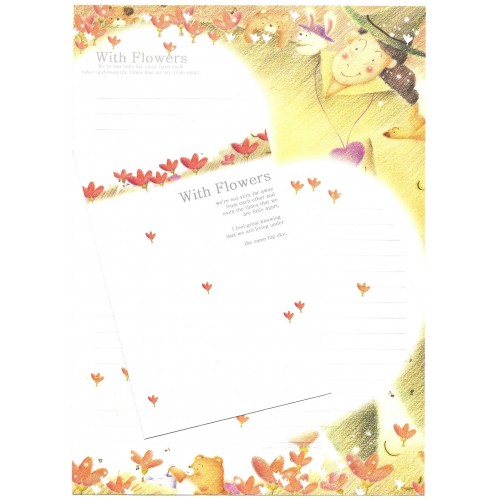 Conjunto de Papel de Carta Importado With Flowers - BS