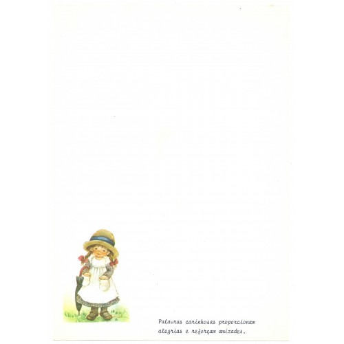 Papel de Carta Antigo Cromocart Menininhas 12 COM FRASE