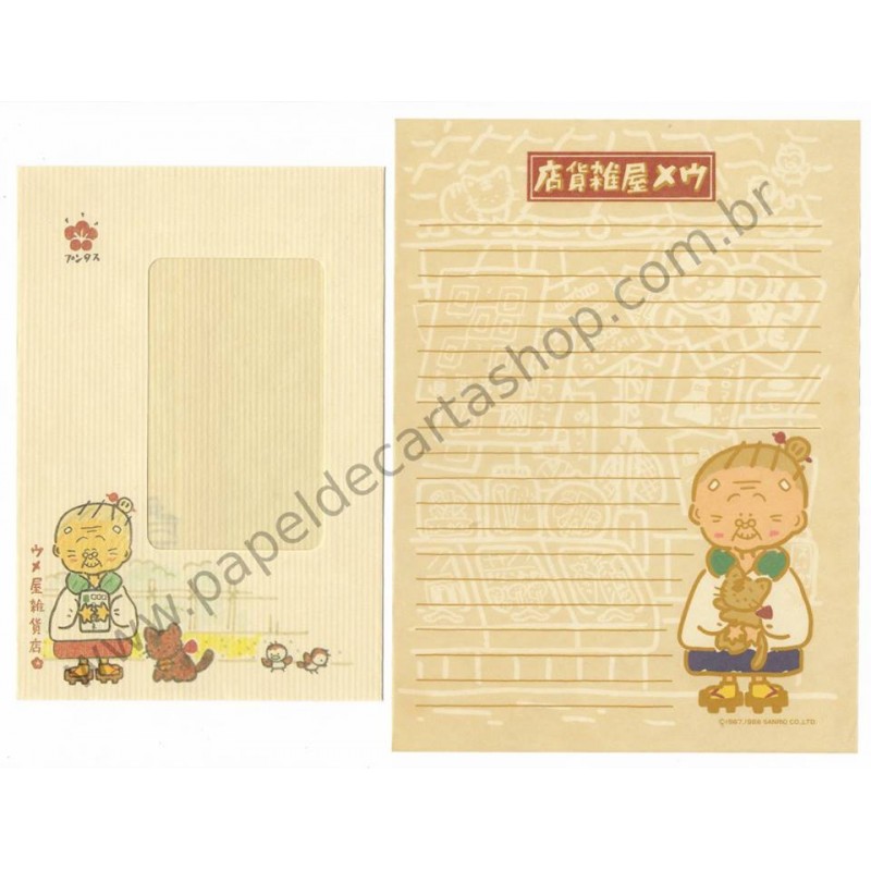 Ano 1988. Conjunto de Papel de Carta Umeya Zakkaten Vintage Sanrio