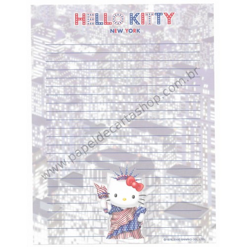 Ano 2000. Conjunto de Papel de Carta Hello Kitty New York2 Sanrio