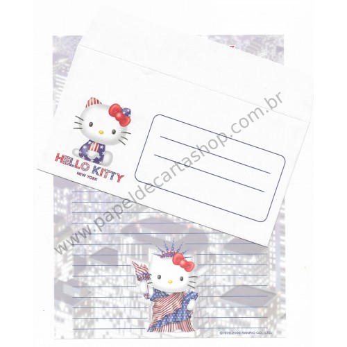 Ano 2000. Conjunto de Papel de Carta Hello Kitty New York2 Sanrio