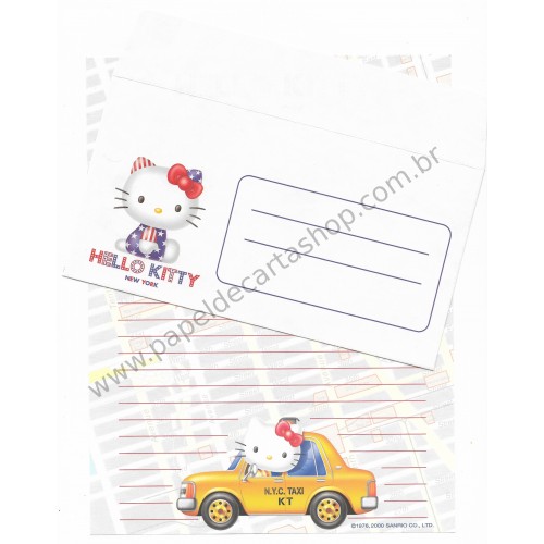 Ano 2000. Conjunto de Papel de Carta Hello Kitty New York1 Sanrio
