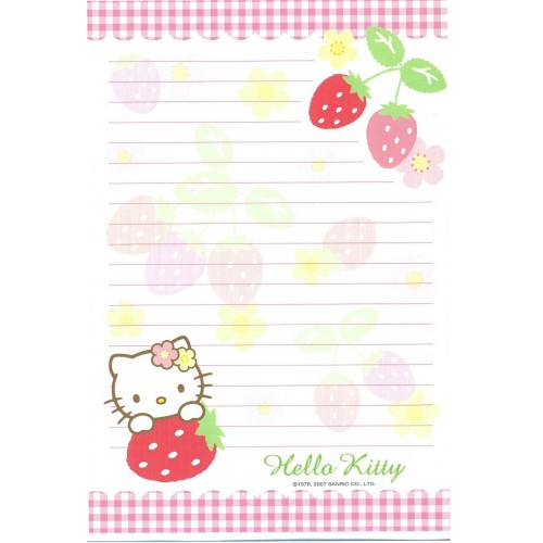 Ano 2007. Kit 3 Papéis de Carta Hello Kitty Morangos Sanrio