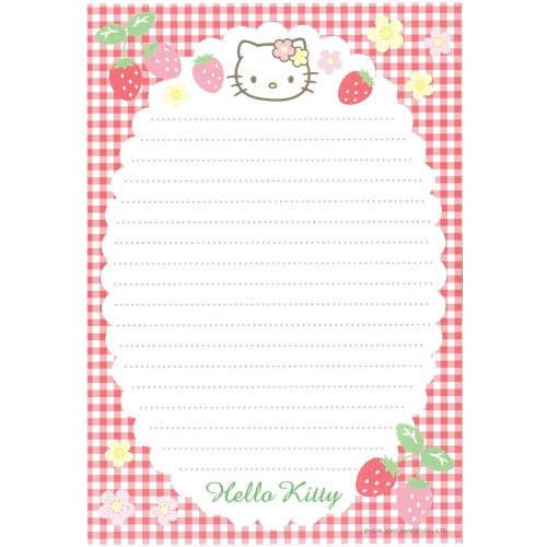 Ano 2007. Kit 3 Papéis de Carta Hello Kitty Morangos Sanrio