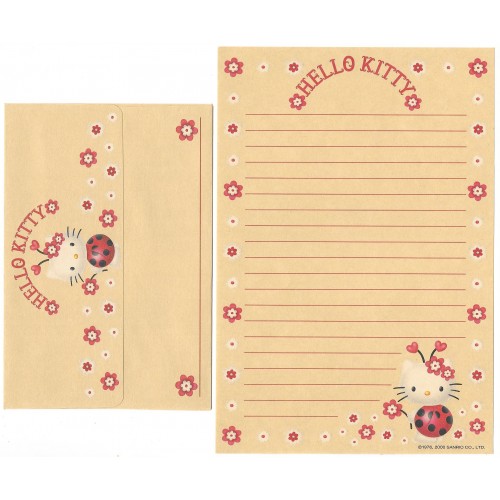 Ano 2000. Conjunto de Papel de Carta Hello Kitty Lady Bug Sanrio