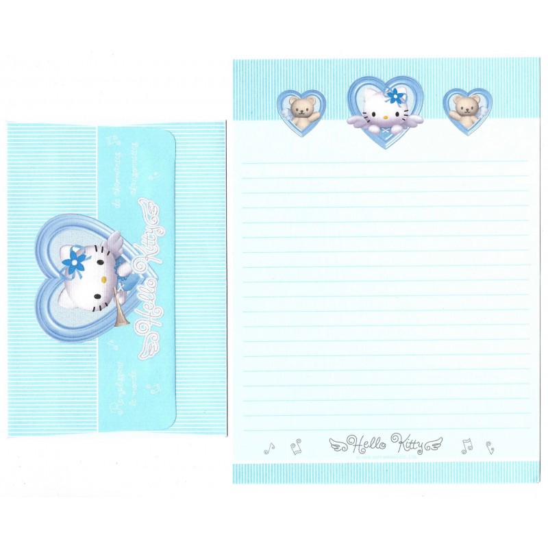 Ano 2001 Conjunto de Papel de Carta Hello Kitty Angel Heart CAZ Sanrio