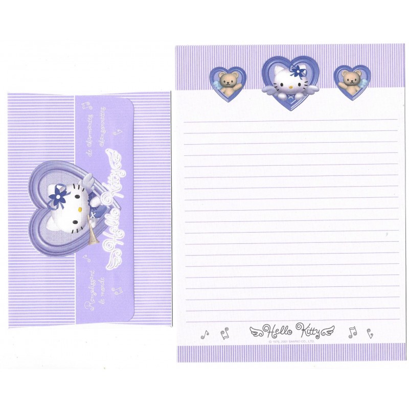 Ano 2001 Conjunto de Papel de Carta Hello Kitty Angel Heart CLL Sanrio
