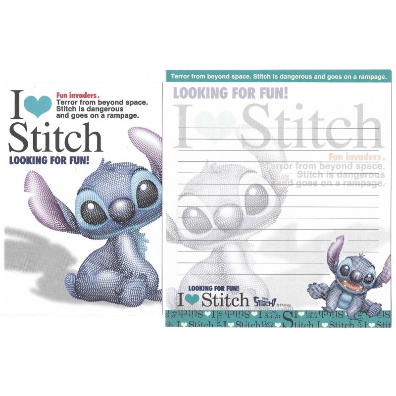 Kit 2 Conjuntos de Papel de Carta Disney I Love Stitch