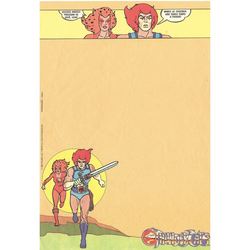 Ano 1986. Papel de Carta Antigo THUNDERCATS TCW8