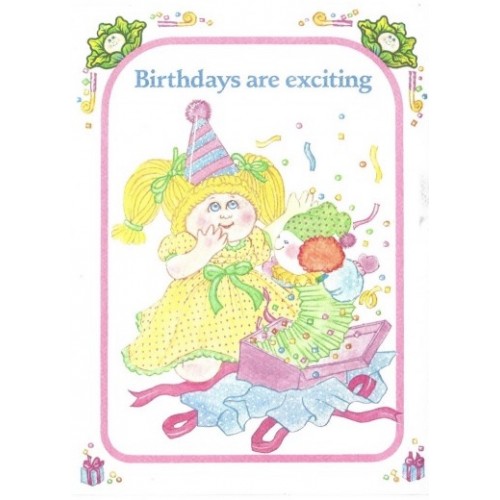 Ano 1983. Notecard Importado Cabbage Patch Kids Birthdays are Exciting