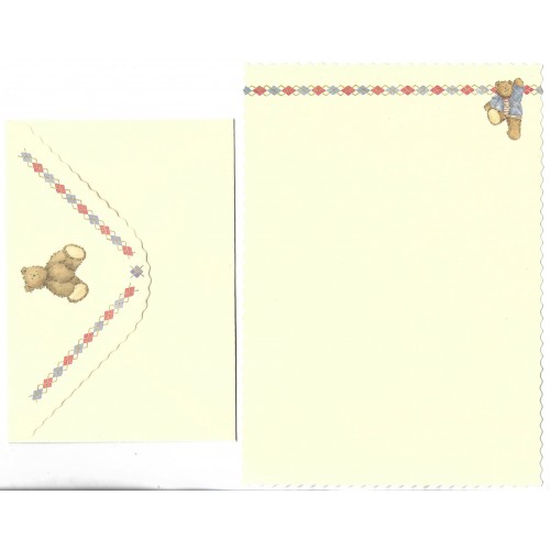 Kit de Papéis de Carta & NOTECARDS Antigo Importado BEAR