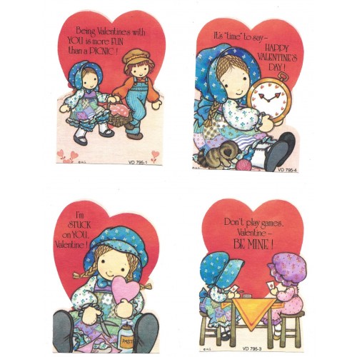 Kit 4 Mini-Cartões Valentines Antigo Importado Holly Hobbie AG