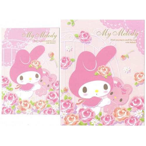 Ano 2017. Conjunto de Papel de Carta My Melody Roses Sanrio