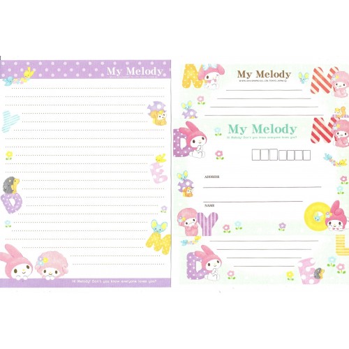 Ano 2014. Kit 2 Conjuntos de Papel de Carta My Melody Hi Melody Sanrio