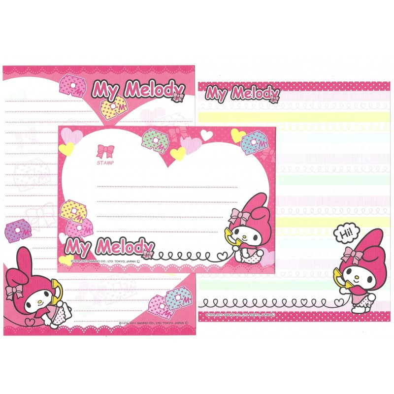 Ano 2011. Conjunto de Papel de Carta My Melody Pants Dupla Sanrio