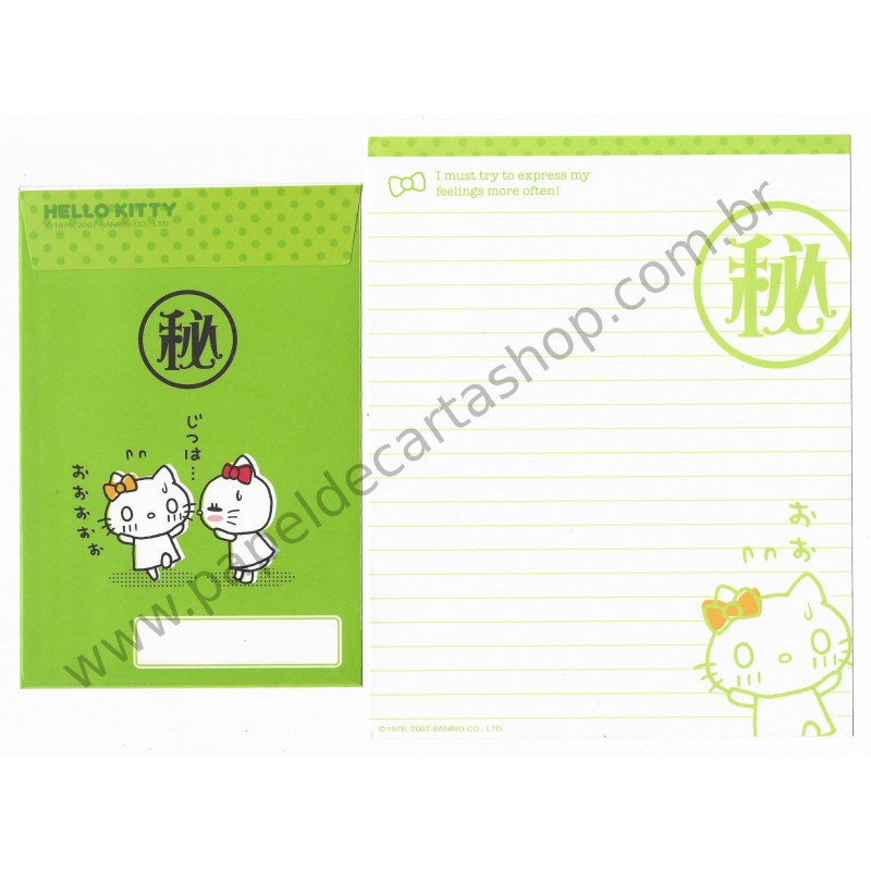 Ano 2007. Conjunto de Papel de Carta Hello Kitty Feelings FCVD Sanrio