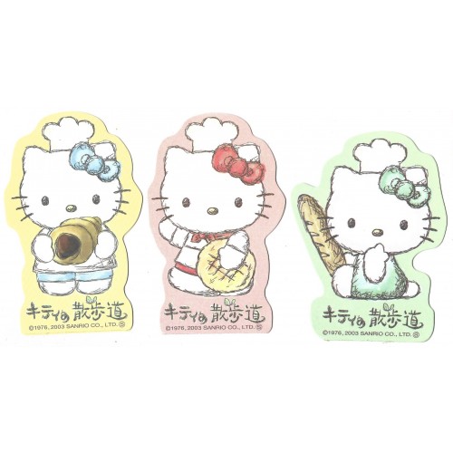 Ano 2003. Kit 3 NOTAS Hello Kitty Baking Sanrio