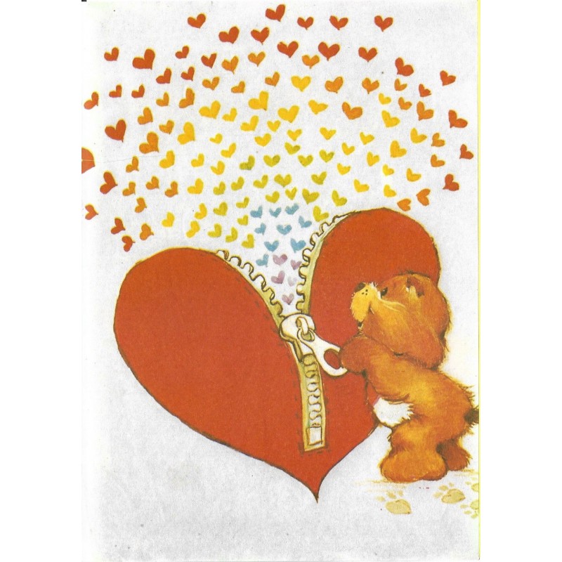 Papel de Carta Antigo M Ursinhos Carinhosos Coração