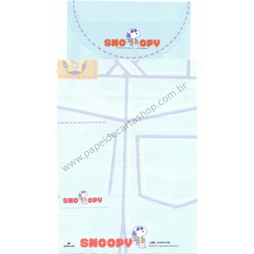 Conjunto de Papel de Carta Snoopy Verde Antigo (Vintage) - Peanuts Hallmark Denz